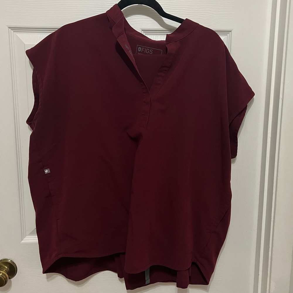 FIGS Women's Tunic Top in Deep Burgundy